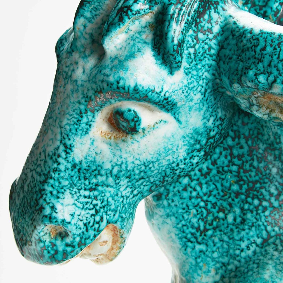 Large Turquoise Ceramic Donkey Sculpture Perugia 1950-photo-4