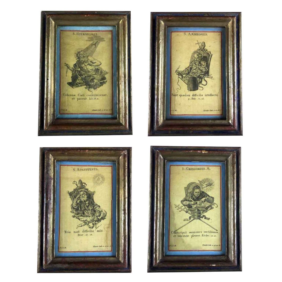 Set Of Four 18th Century Frames With Saint Engravings By German Klauber