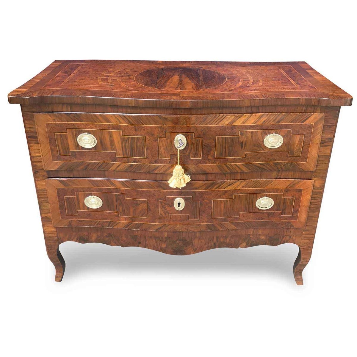 18th Century Italian Louis XV Commode Burl Marquetry Bolognese Chest Of Drawers-photo-2