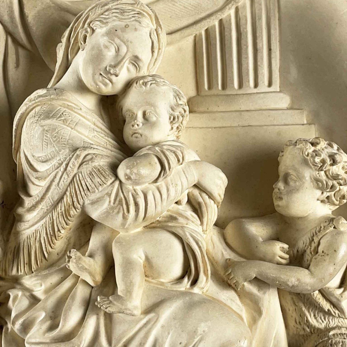 Vierge à l'Enfant En Plâtre Signée Fontana Début 20ème-photo-3