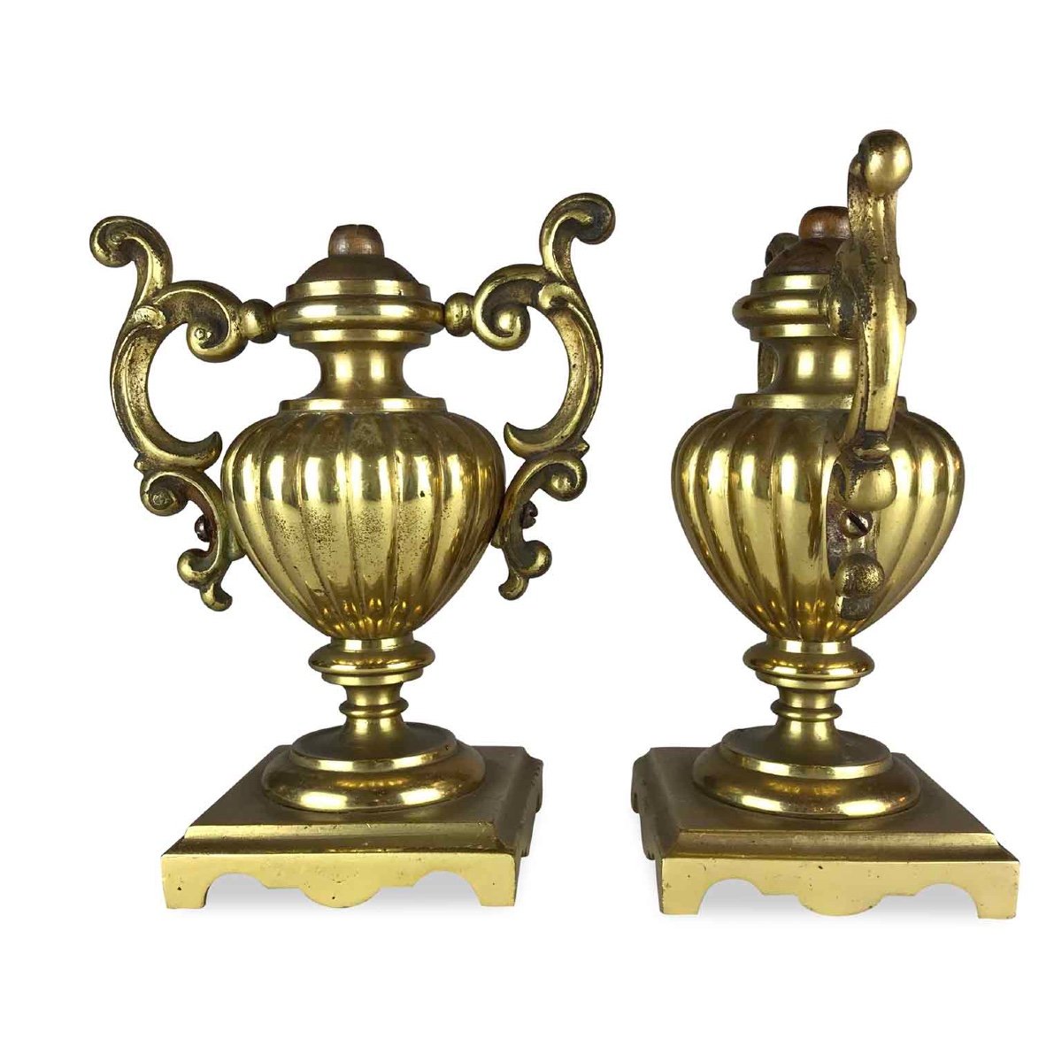 19th Century Pair Of Italian Gilt Bronze Vases-photo-2