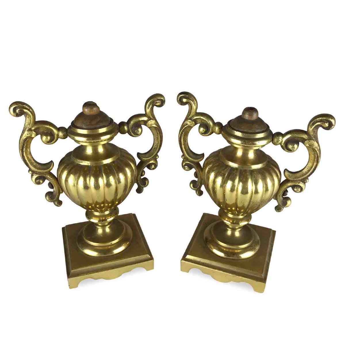 19th Century Pair Of Italian Gilt Bronze Vases-photo-2