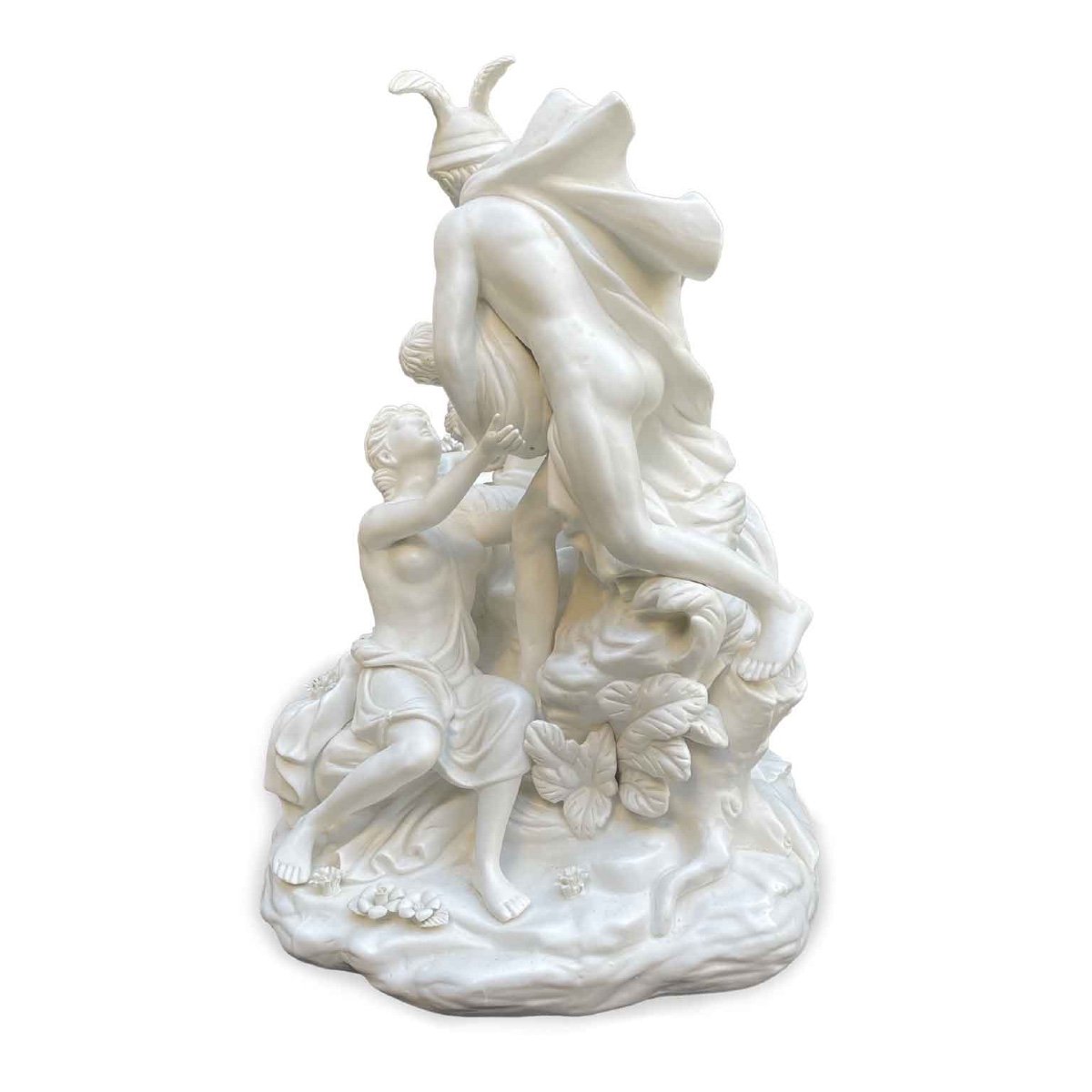 White Porcelain Biscuit Italian Centerpiece 20th Century Mythological Sculptural Group -photo-3