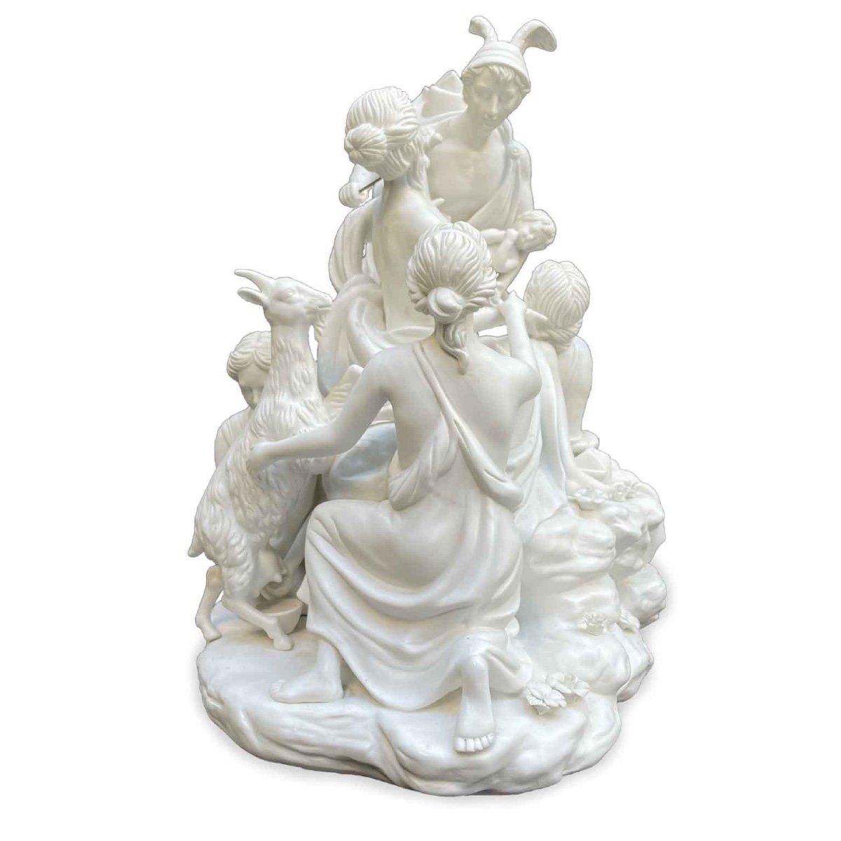 White Porcelain Biscuit Italian Centerpiece 20th Century Mythological Sculptural Group -photo-4