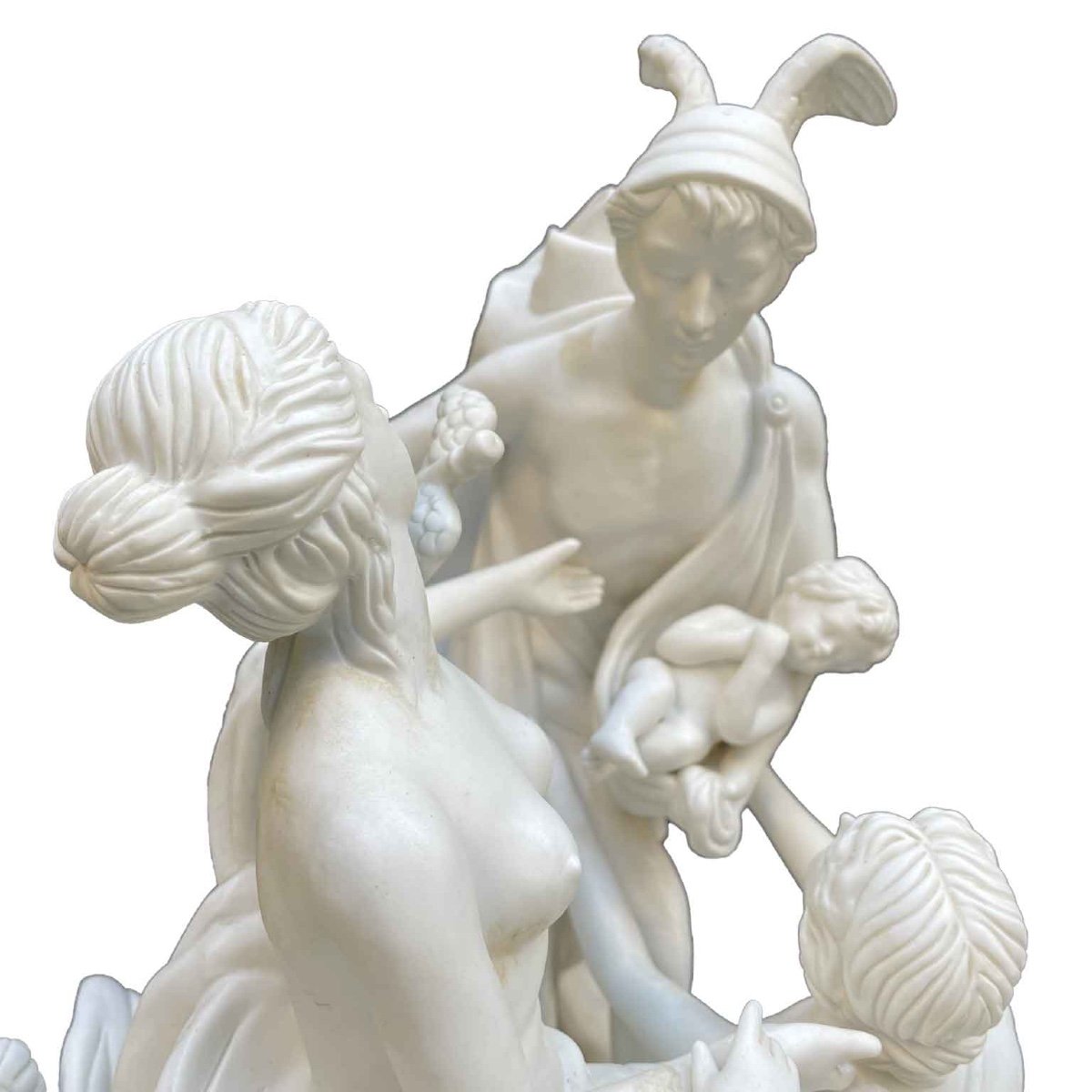 White Porcelain Biscuit Italian Centerpiece 20th Century Mythological Sculptural Group -photo-6