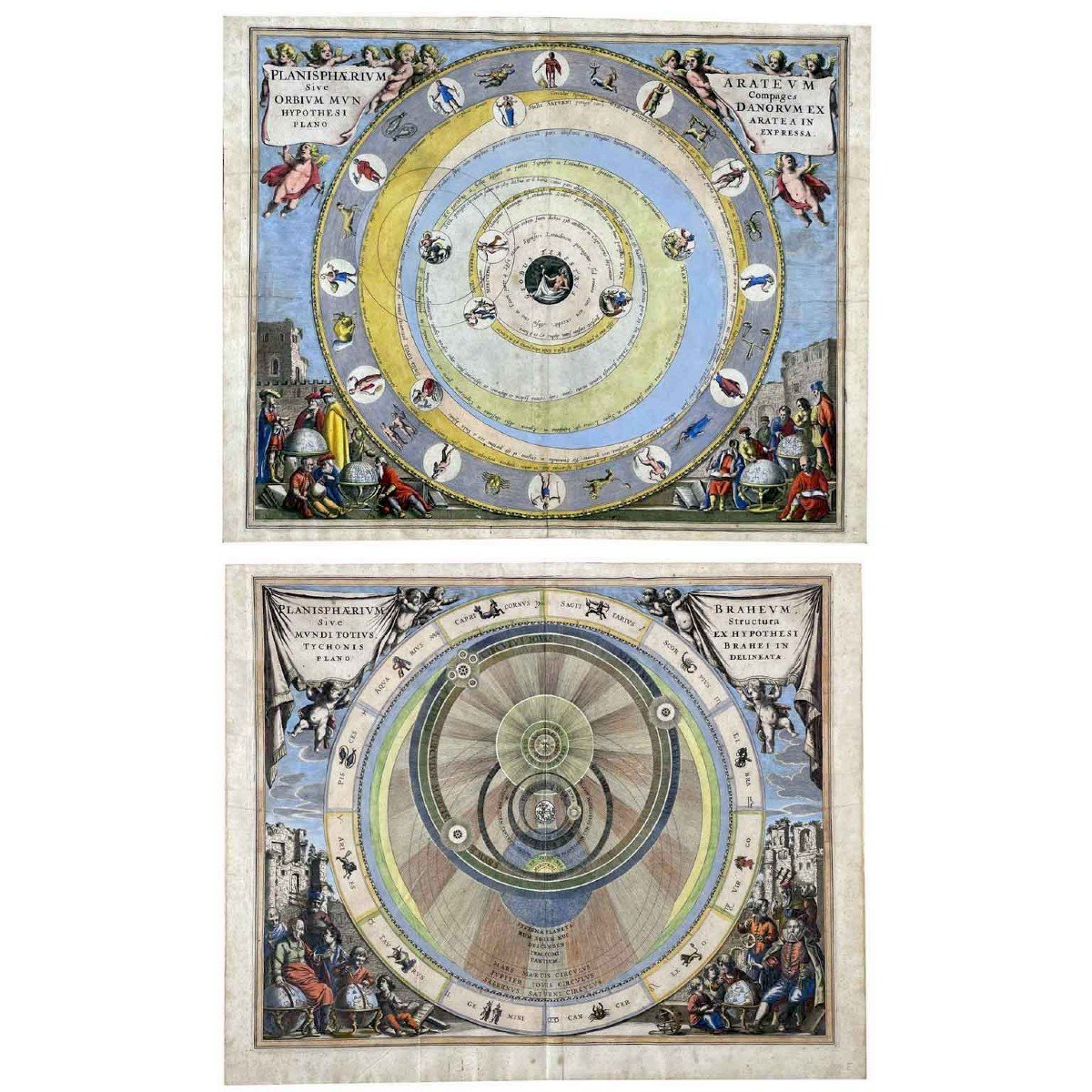 Cellarius Andreas Pair Of Celestial Maps 18th Century From Harmonia Macrocosmica-photo-2