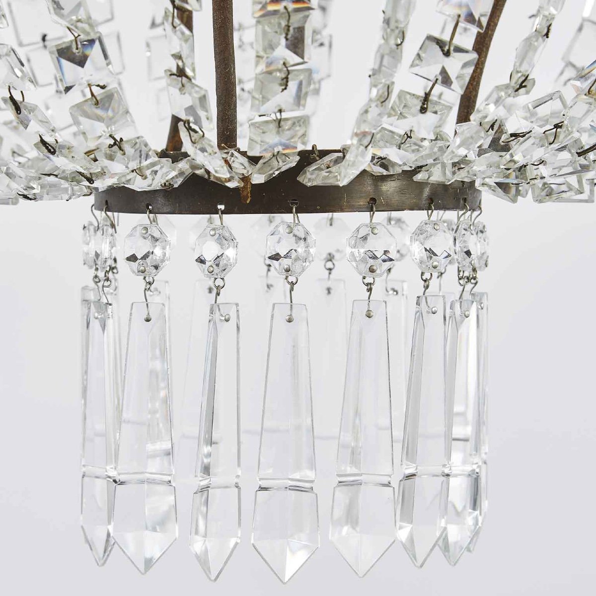 19th Century Italian Empire Crystal Chandelier Nine-armed Candle Chandelier-photo-1