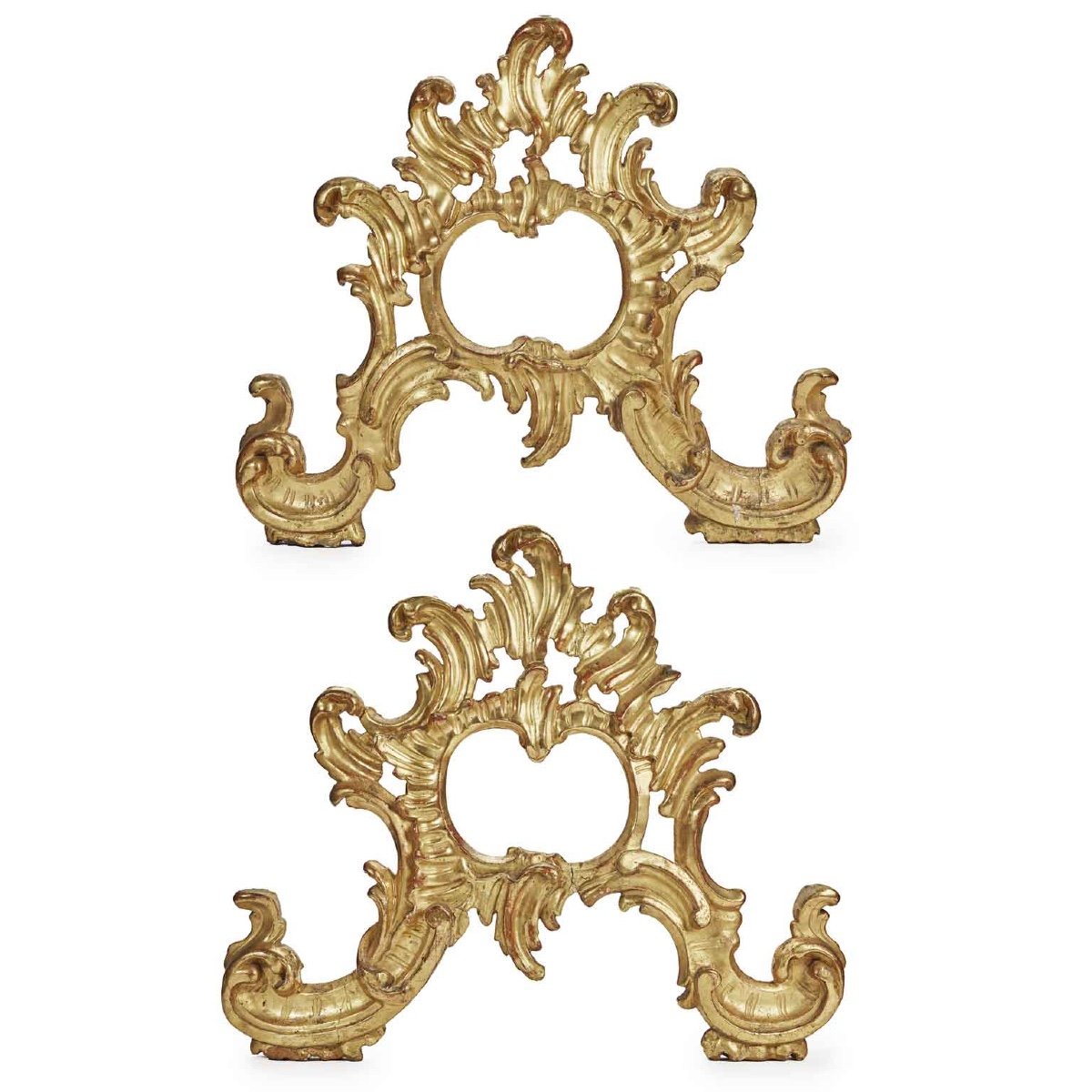 Paire De Frises Louis XV Dorées  Décorations Italiennes Au-dessus De La Porte