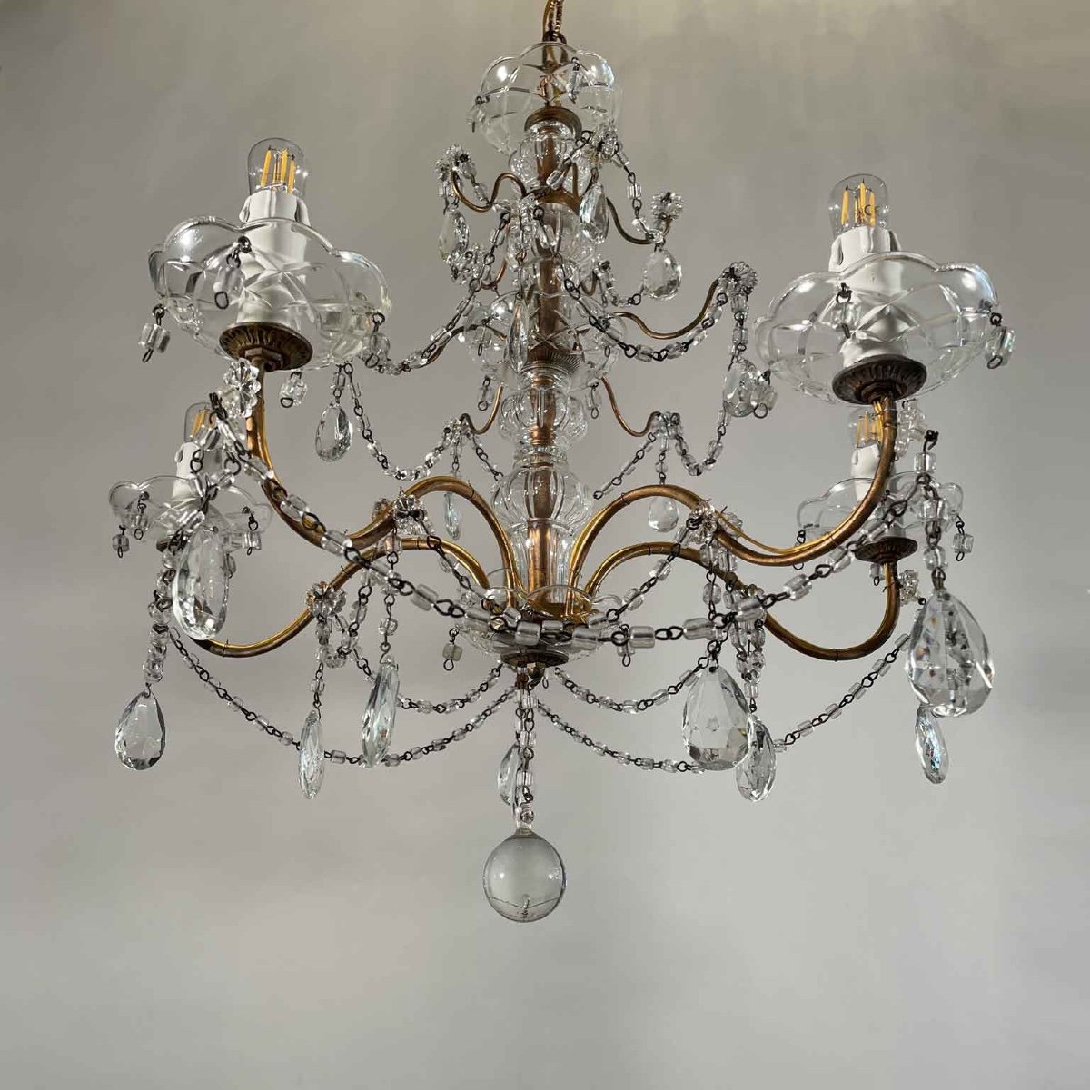 Pair Of Italian Crystal Chandeliers 1950s Circa-photo-2