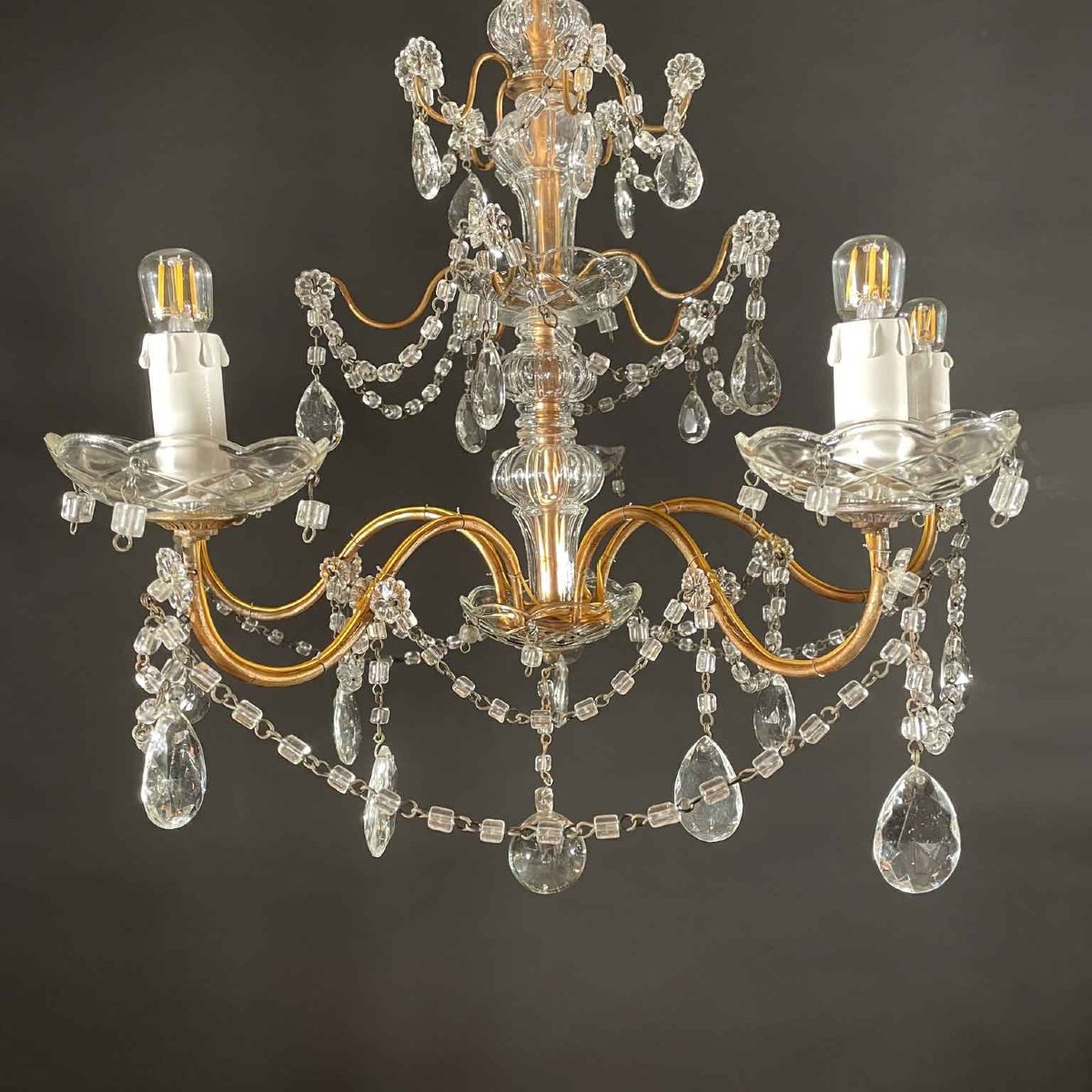 Pair Of Italian Crystal Chandeliers 1950s Circa-photo-3