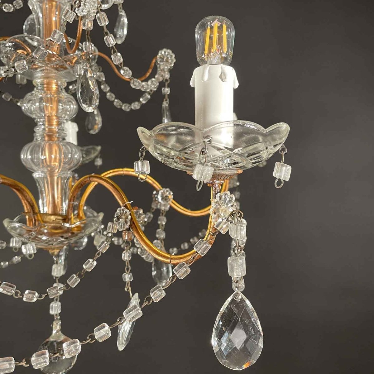 Pair Of Italian Crystal Chandeliers 1950s Circa-photo-4