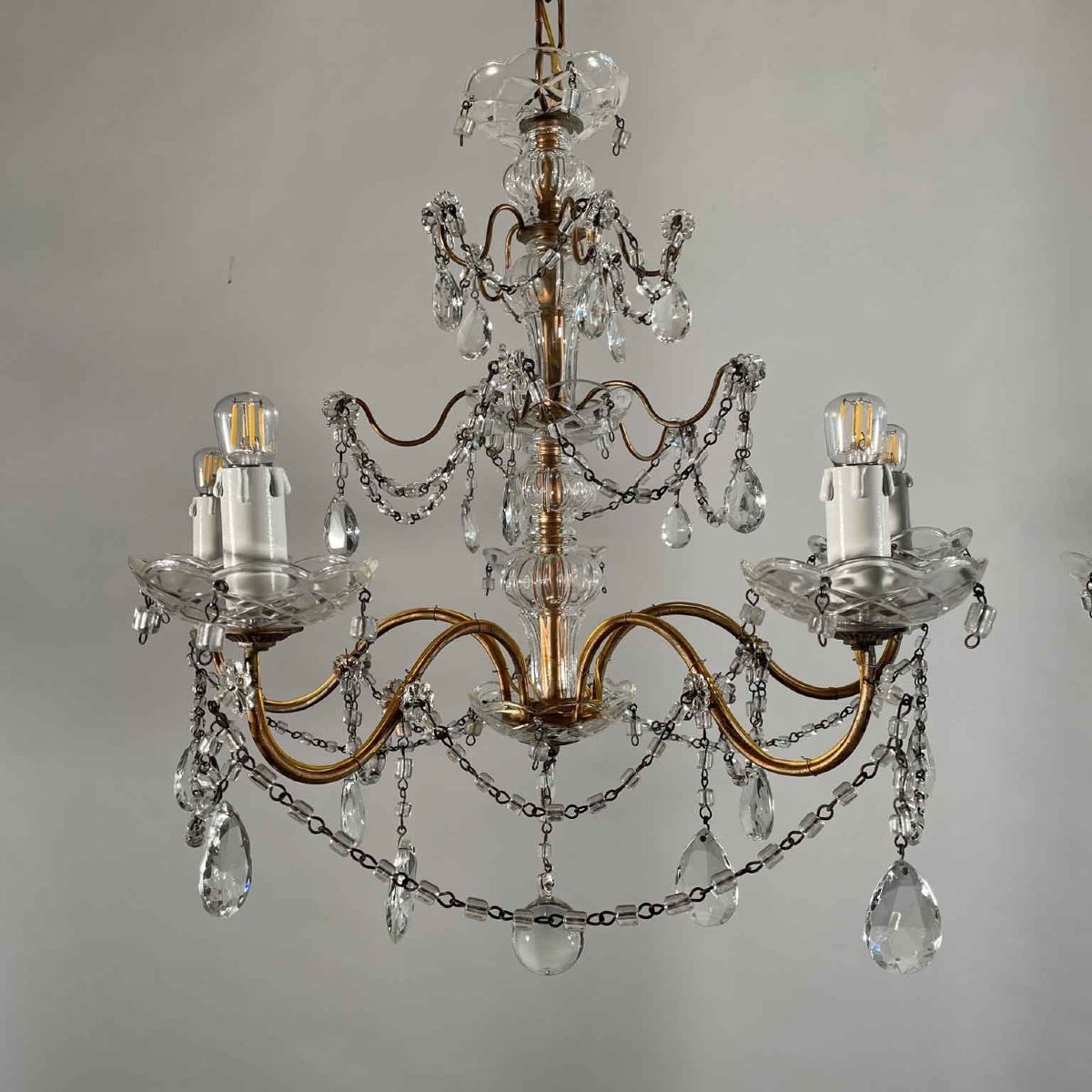 Pair Of Italian Crystal Chandeliers 1950s Circa-photo-5