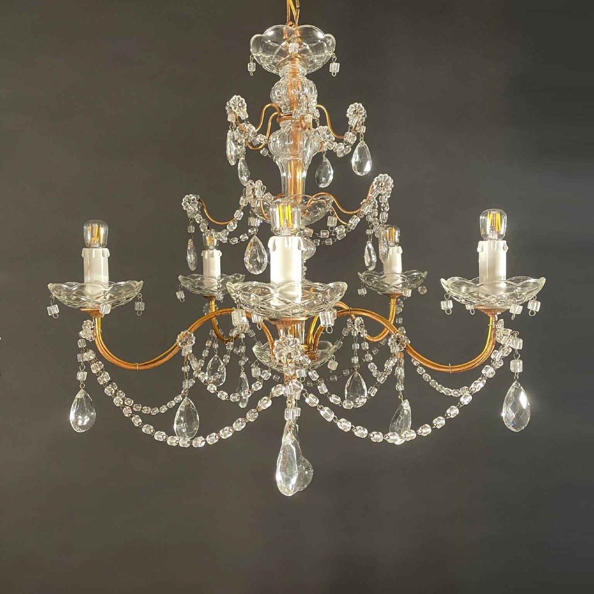 Pair Of Italian Crystal Chandeliers 1950s Circa-photo-6