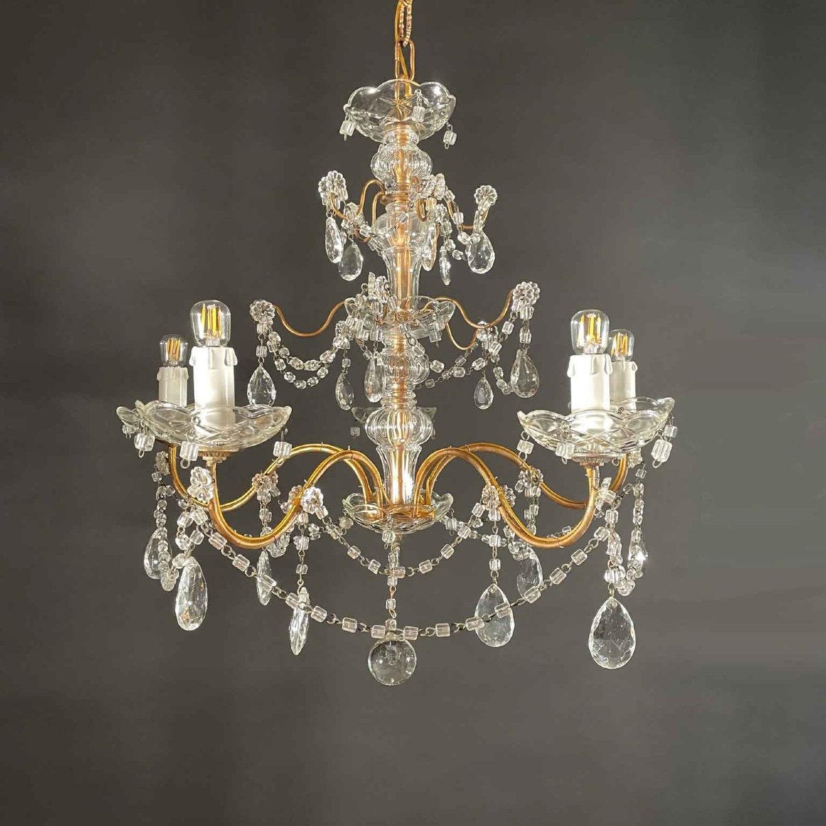 Pair Of Italian Crystal Chandeliers 1950s Circa-photo-7