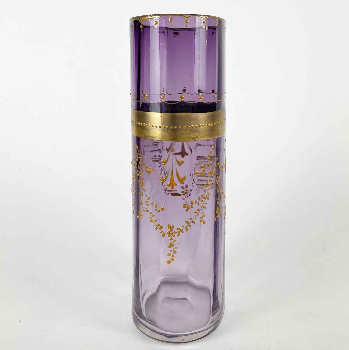 Moser Art Nouveau Purple Lavander Gold Glass Vase-photo-2