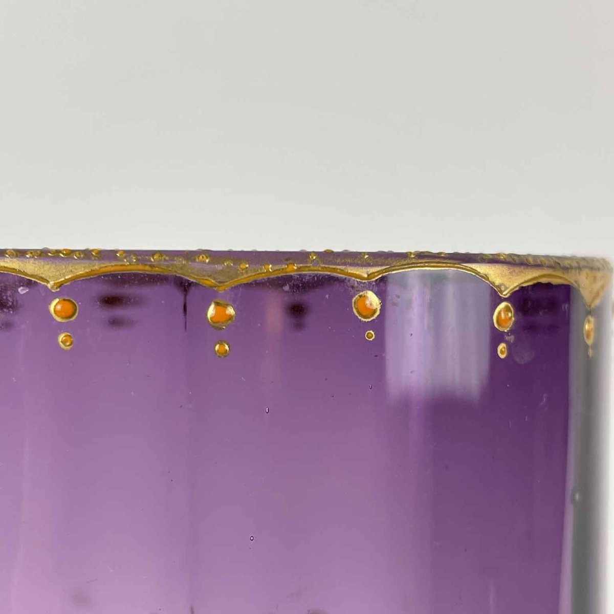 Moser Art Nouveau Purple Lavander Gold Glass Vase-photo-4