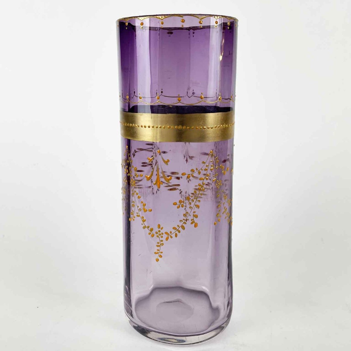 Moser Art Nouveau Purple Lavander Gold Glass Vase