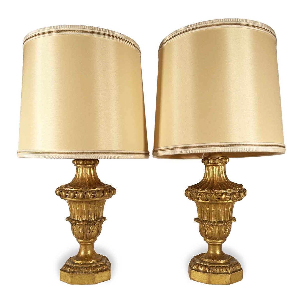 Paire De Lampes Italienne  Doré 18ème-photo-2