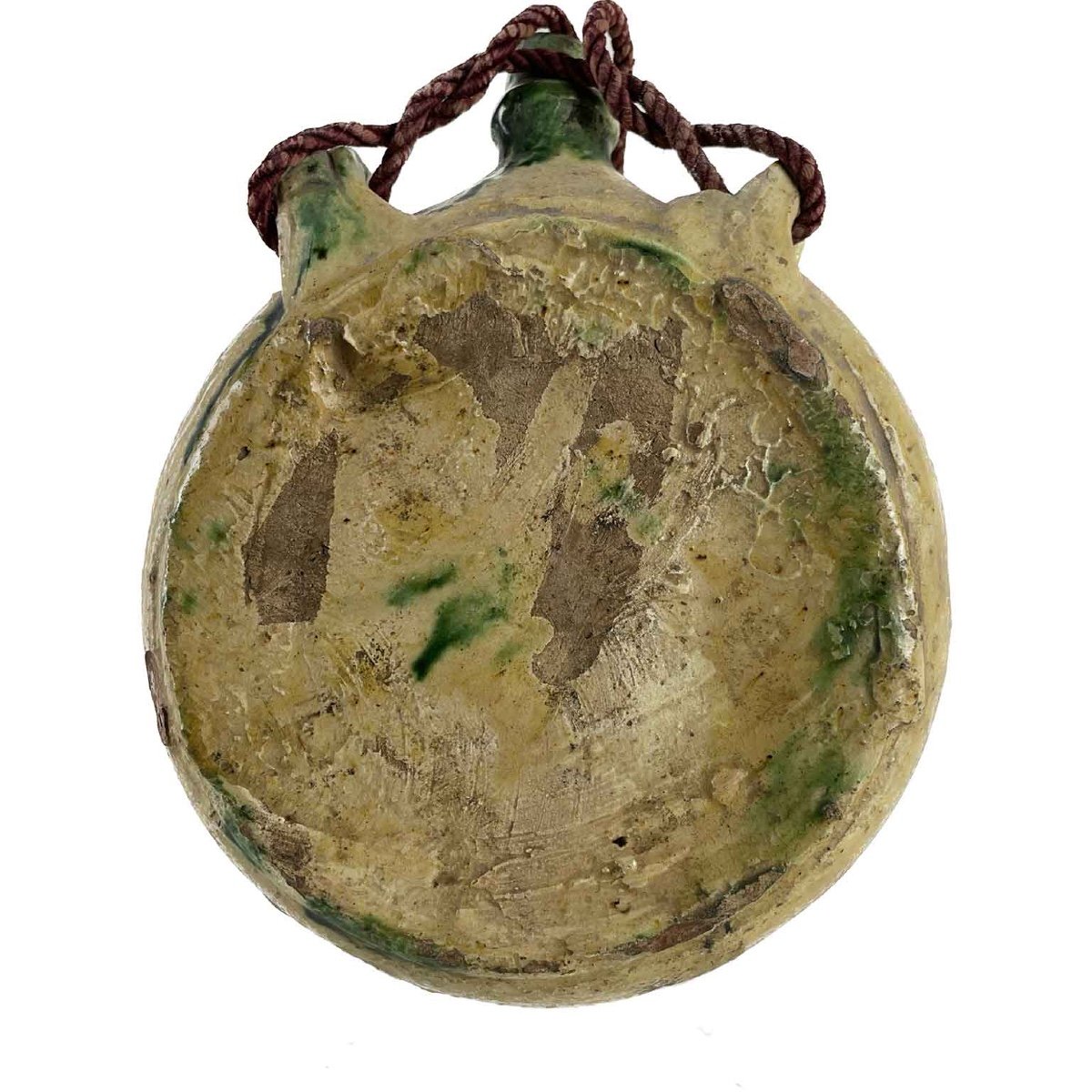 Italian Faience Pilgrim Bottle 19th Century Italian Terracotta Moon Flask-photo-1