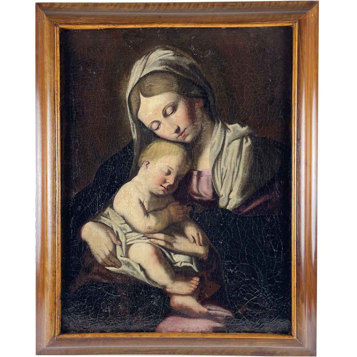 Madonna With Child Italian Painting Late 17th Century