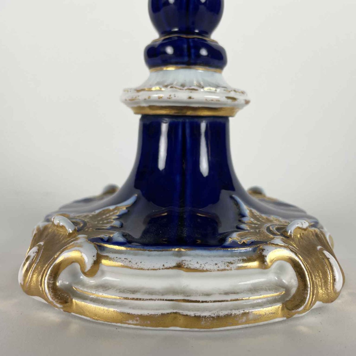 Pair Of Meissen Candlesticks Blue And White 19th Century-photo-1