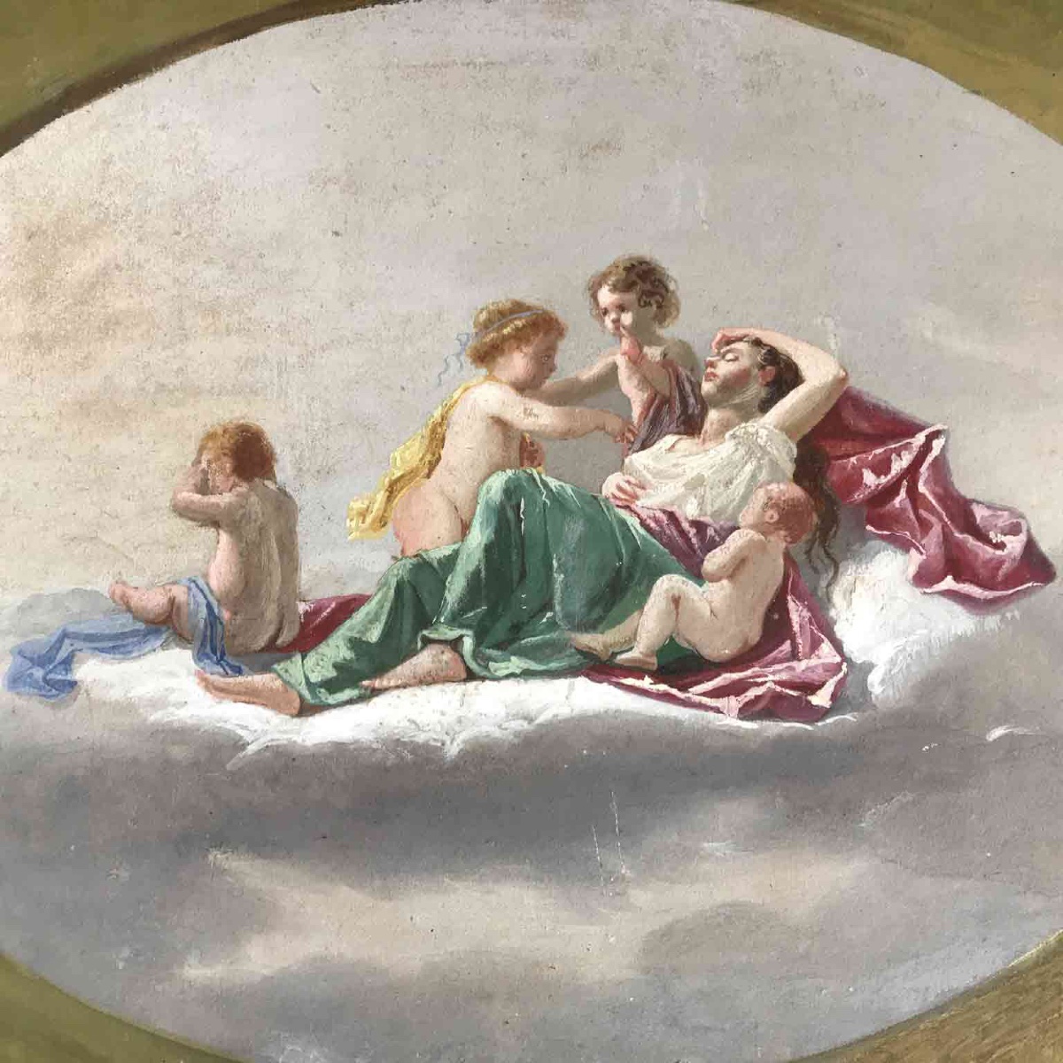 19th Century Italian Romantic Allegory Of Ecstasy With Putti-photo-5