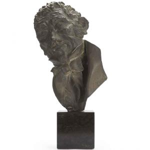 Buste En Bronze De Alessandro Manzoni Signé Bassi 