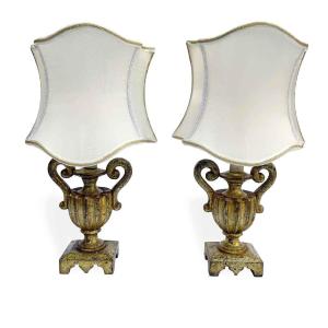 Pair Of Antique Gilded Lamps