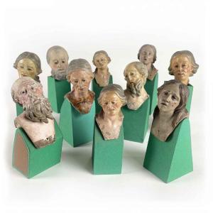 Terracotta Nativity Scene Heads From The 1700s