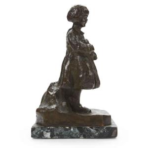 20th Century Bronze Casting Child Figure Signed Zacchetti