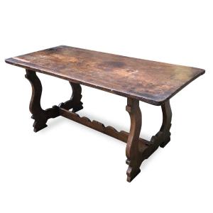 18th Century Italian Walnut Fratino Table With Lyre Legs