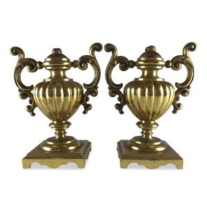 19th Century Pair Of Italian Gilt Bronze Vases