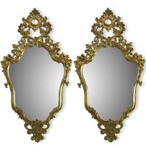 Italian Pair Of 18th Century Louis XV Carved Mecca Mirrors