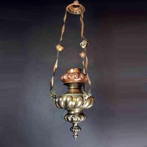 Italian 19th Century Pendant Oil Lamp Chandelier Hanging Church Lantern