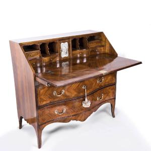 Louis XV Genoese Walnut Veneer Fall Front Bureau Secretaire Desk