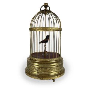 German Animated Automaton Gilt Cage With Singing Bird 1920s By Karls Griesbaum