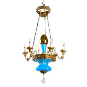 Turquoise Glass Italian Tuscan Chandelier From Lucca 19th Century