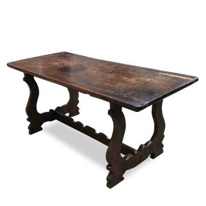 18th Century Italian Walnut Fratino Table With Lyre Legs