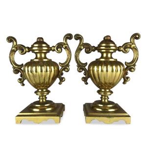 19th Century Pair Of Italian Gilt Bronze Vases