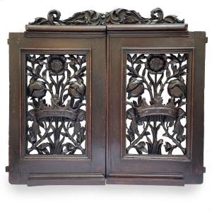 18th Century Italian Carved Walnut Two Door Gate