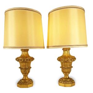 Paire De Lampes Italienne  Doré 18ème