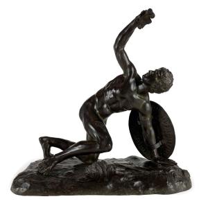 Wounded Gladiator 19th Century Italian Bronze Grand Tour Figure 