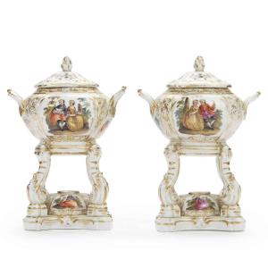 Pair Of Berlin Kpm Porcelain Perfume Burners  1820 Circa