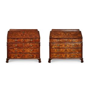 Pair Of Italian Drop-front Bureau Lombard-venetian 18th Century