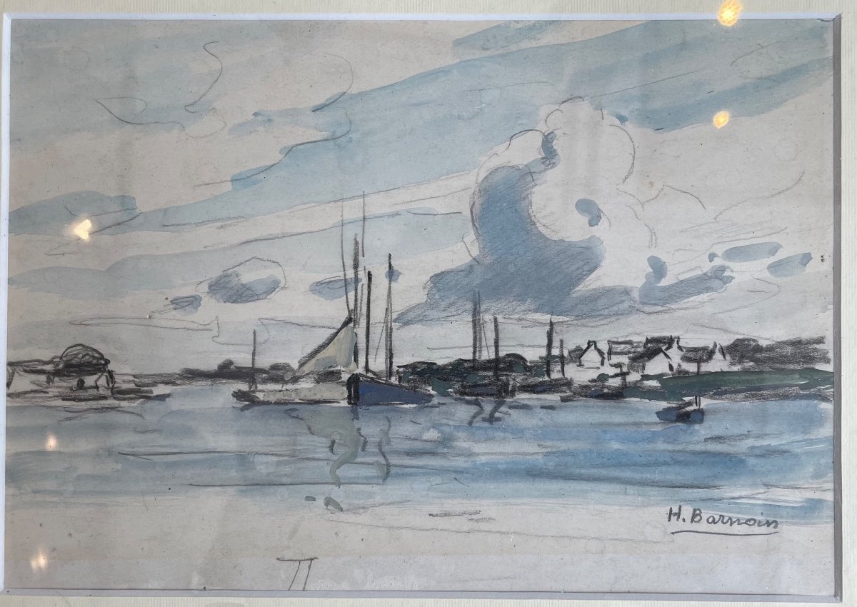 Vue Sur Concarneau Par Henri Barnoin (1882-194O