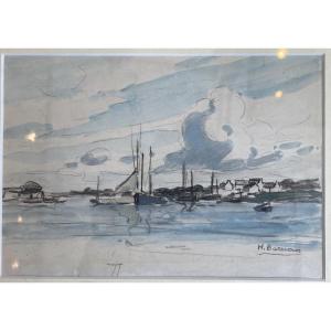 Vue Sur Concarneau Par Henri Barnoin (1882-194O