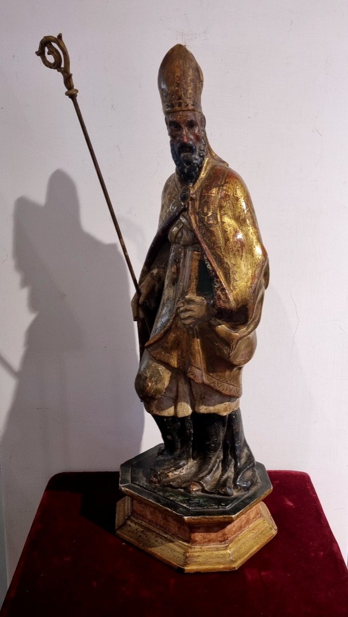 Lacquered And Gilded Wooden Sculpture (albertus Magnus)