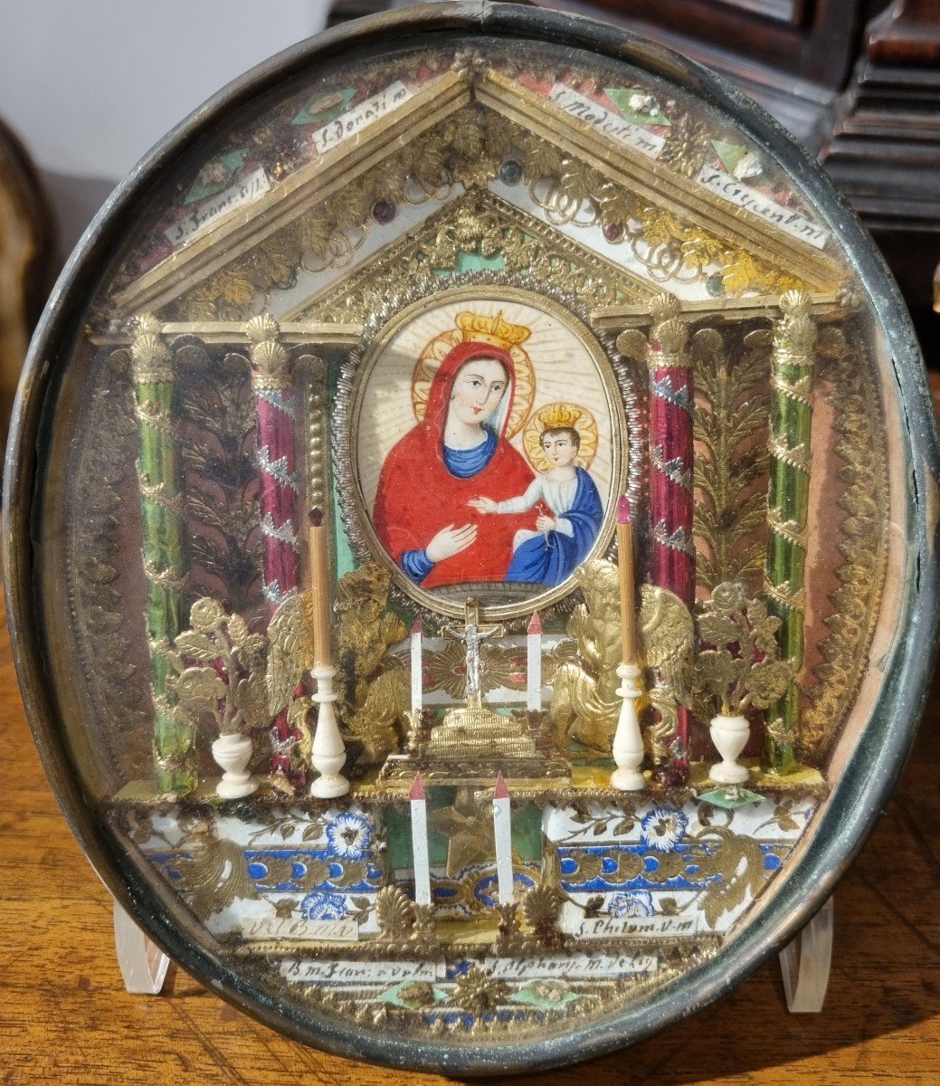 Large Relics With Painted Image Of The Virgin Mary And Child Jesus And 8 Others-photo-2