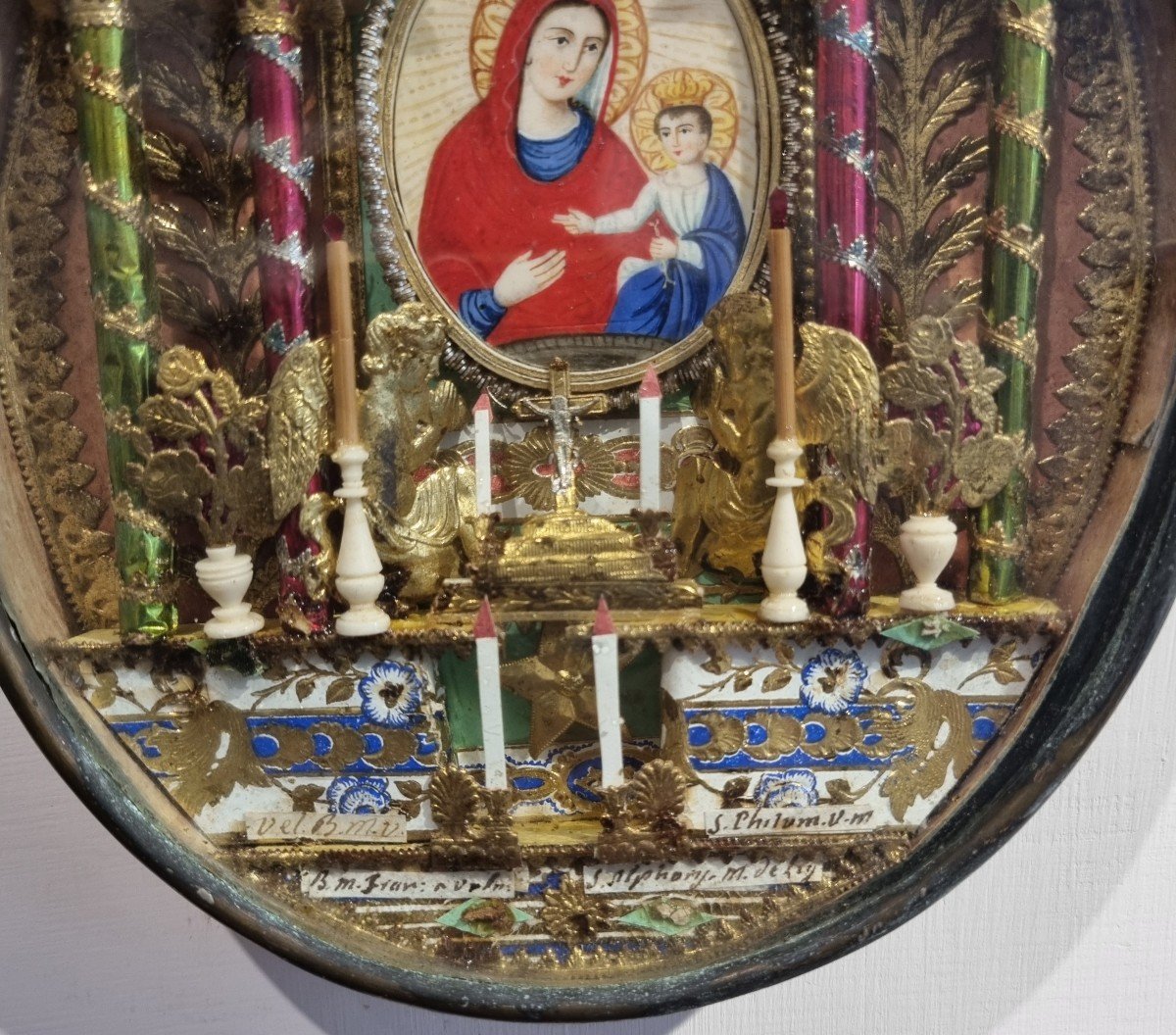 Large Relics With Painted Image Of The Virgin Mary And Child Jesus And 8 Others-photo-3