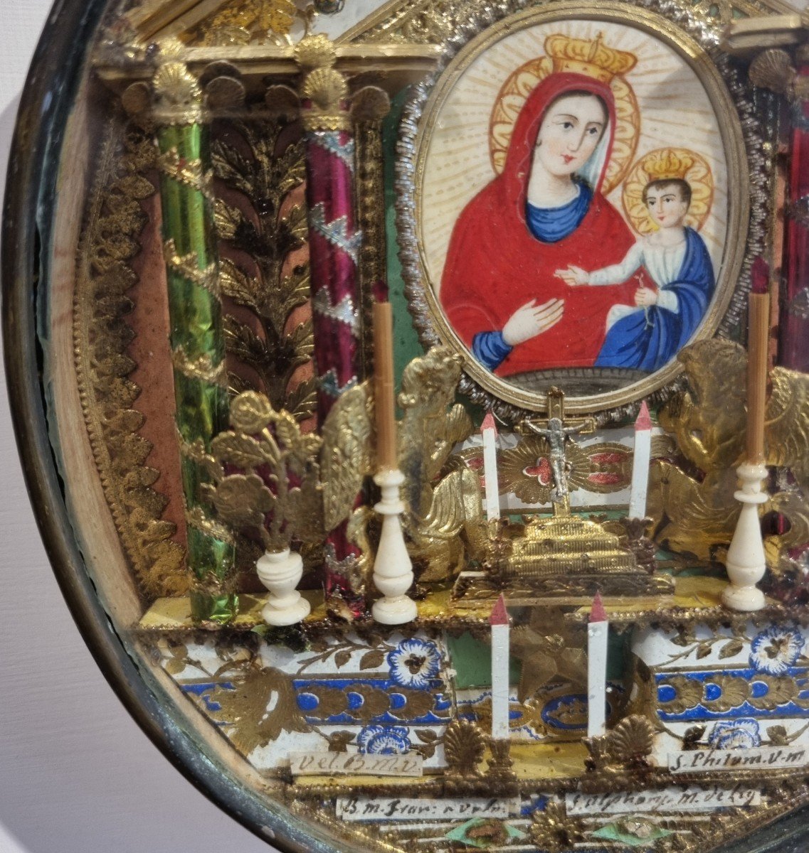 Large Relics With Painted Image Of The Virgin Mary And Child Jesus And 8 Others-photo-3